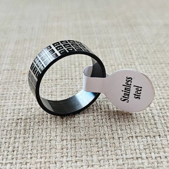Unisex RING Black Fancy Counting Ring Band Fashion Jewelry Size 8.5 Unbranded - Picture 8 of 8